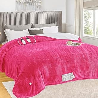 greenoak Heated Blanket Electric Queen Size 84"X90" Dual Control, Heating Blanket with 10 Heat Levels 1/2/4/6/8 Hours Auto-Off Overheat Protection, Soft Sherpa Warm Blanket, ETL Certified Coral Pink