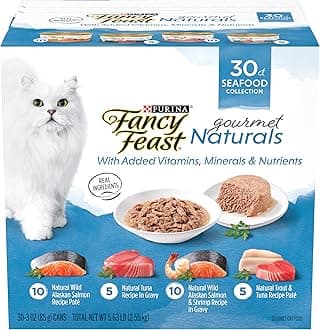 PURINA Fancy Feast Wet Cat Food Variety Pack Gourmet Naturals Seafood - (30) 3 oz. Cans