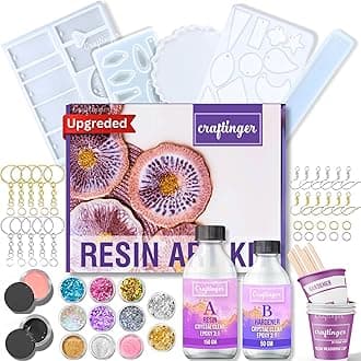 Craftinger DIY Resin Keychain Making kIt with 200Gm Resin, Glitter and Keyring