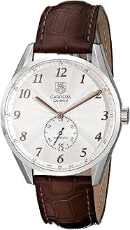 TAG Heuer Men's 'Carrera' Silver Dial Brown Leather Strap Watch WAS2112.FC6181
