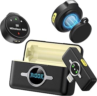 Wireless Lavalier Microphone, Lapel Mics with Lightning Plug-Play, 2.4GHz Noise Cancellation, Charging Case Included, 300ft Range for Stream, YouTube (Lightning)