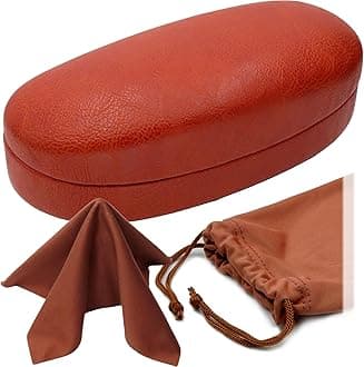 Hard Sunglasses case - Women Glasses Case Holder - Large Durable Eyeglass Case Hard Shell with Pouch & Cloth