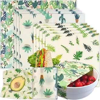 Reusable Beeswax Wrap - 9 Pack Beeswax Wraps for Food, Eco-Friendly Beeswax Food Wraps, Bread Sandwich Wrapper - Organic, Sustainable, Zero Waste, Reusable Plastic-Free Food Wrap, 1XL, 3M, 5S