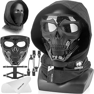 ACTIONUNION Airsoft Mask Full Face Skull Balaclava Face Mask Men Skeleton Mask Tactical Protective Paintball Mask Halloween Cosplay Costume