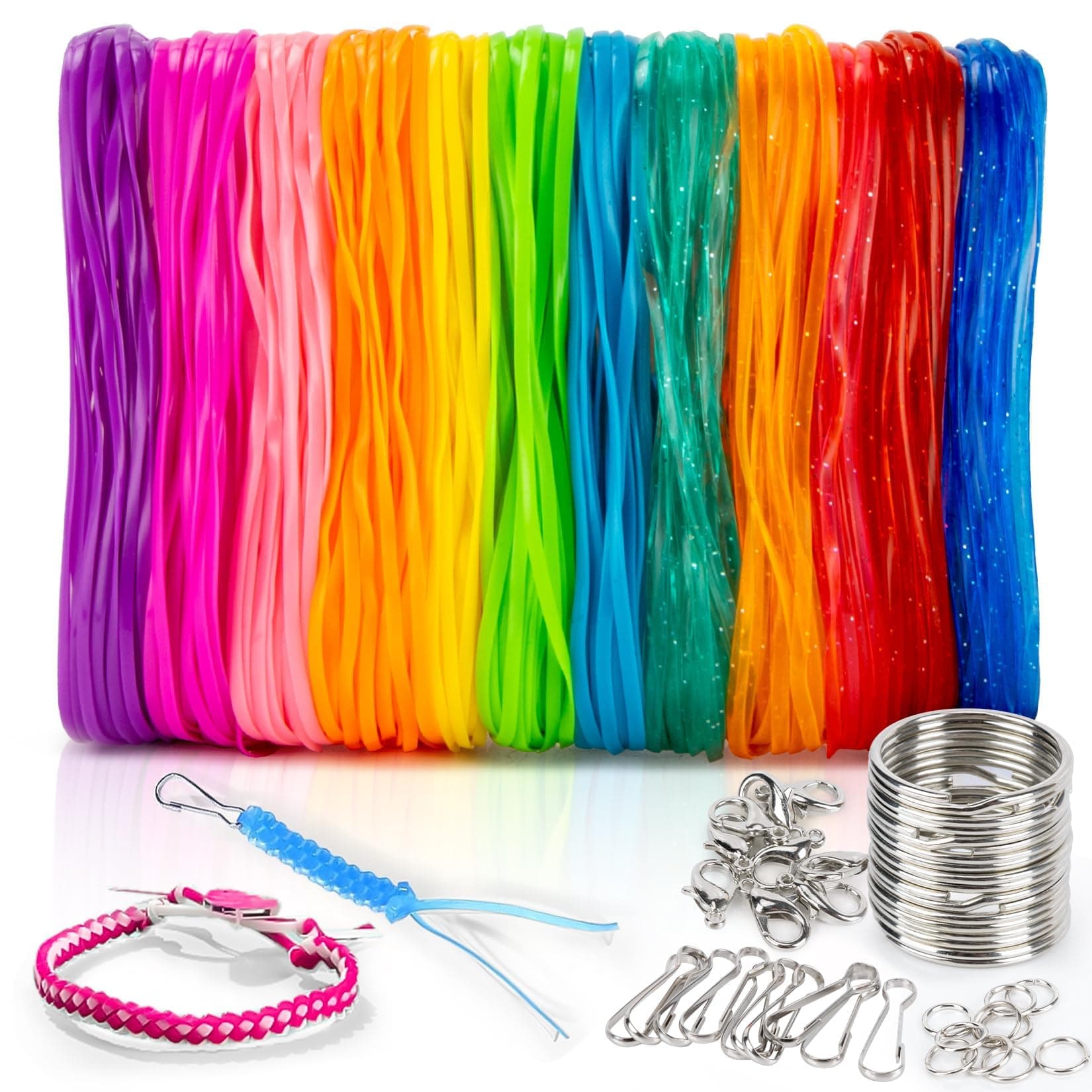 Plastic Lanyard String Kit - Lanyard Making Kit,Plastic String Lacing Cord for Bracelet Making,Making Weaving for Keychain Crafts, Strings Lacing Cord Bracelet 12 Colors