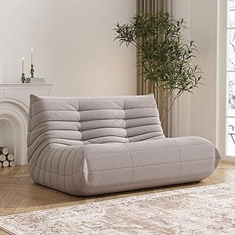 Bean Bag Chair for Adults, Oversized Loveseat Fireside Chair Comfy Lazy Floor Sofa, 2 Seater Lazy Sofa Couch Memory Foam Bean Bag for Living Room, Bedroom Apartment Office (Grey)
