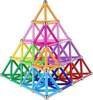Beicarin 204 Pcs Magnetic Building Sticks Blocks Toys, 2.3" Length Magnet Educational Stacking Toys Set for Kids and Adult, STEM Building Toy 3D Non-Magnetic Balls with Storage Bag