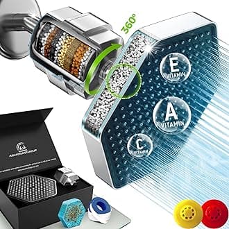 Filtered Shower Head & 20 Stage Shower Filter - Hexagon - Chrome