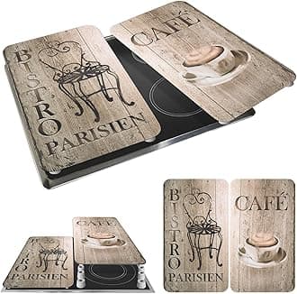 WENKO Universal Bistro Hob Cover Plate Height Adjustable for All Hob Types Chopping Board and Splash Guard Glass 30 x 52 cm Set of 2