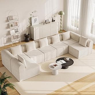 wanan 197.6'' Modular Sectional Couches for Living Room with Deep Seat, L-Shape Cloud Sofa Couch, High Density Memory Foam, Boneless Upholstered Couches, Easy Assembly(Warm White, 7 Seats)