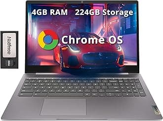 Lenovo Ideapad 3 15.6" FHD Chromebook, Intel Celeron N4500, 4GB RAM, 224GB Storage (64GB SSD+160GB Docking Station Set), ‎Intel UHD Graphics, Full Size Keyboard, Chrome OS, Artic Gray