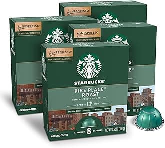 Starbucks by Nespresso Vertuo, Pike Place, Medium Roast Coffee 32-count Coffee Pods, Brews 7.8 oz.