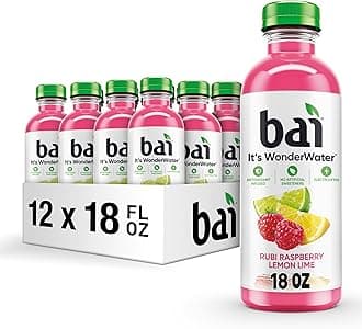 Bai Antioxidant Infused Water Beverage, Raspberry Lemon Lime, with Vitamin C and No Artificial Sweeteners, 18 Fluid Ounce Bottle, 12 Pack