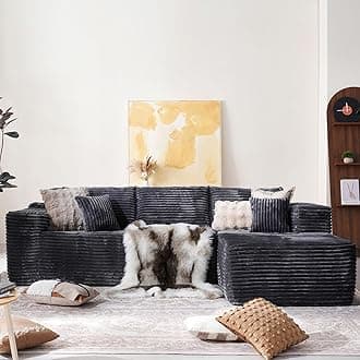 104" Cloud Sectional Couch with Comfy Chaise, Boneless L Shape Sofa with Deep Seat, Minimalist Modular Couches Sleeper for Living Room Bedroom Apartment Lounge,Gray