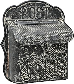 BIG FORTUNE Wall Mount Mailbox for House Outside Vintage Metal Door Mailbox Antique Style Nostalgic Charm Home Decor Garden Vintage English Cottage Decor Flower Patte (Black)