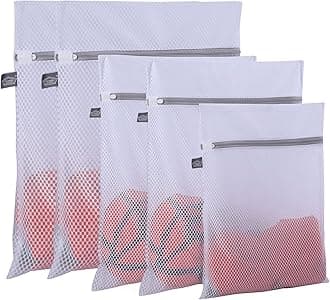 Kimmama Laundry Mesh Wash Bags, Lingerie Bags for Washing Delicates, Mesh Laundry Bags for Washing Machine, White Net, Grey Zipper, 2XL, 2L & 1M