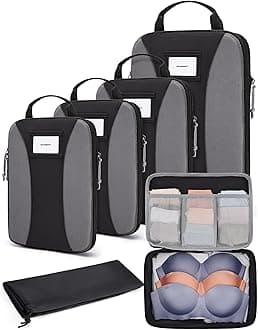 Compression Packing Cubes, 6 PCS Packing Cubes for Suitcases, Travel Bags Organizer for Luggage, Lightweight Packing Cube for Travel Essentials