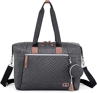 Diaper Bag Tote with Pacifier Case and Changing Pad, Dikaslon Large Travel Diaper Tote for Mom and Dad, Multifunction Baby Bag for Boys and Girls, Dark Grey