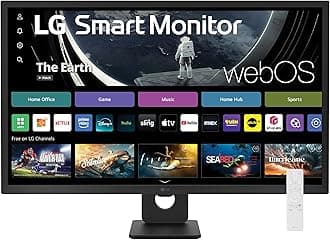 LG32SR50F-B Smart Monitor 32-Inch FHD (1920x1080) IPS Display, webOS 23, HDR 10, x2 Built-in Speakers, AirPlay 2, Screen Share, Bluetooth, ThinQ App, Remote Control, Black