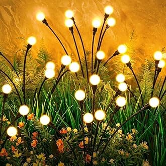 ASMAD Solar Lights Outdoor(4 Pack,32 LEDs), Solar Garden Lights, Outdoor Decorations, Firefly Light for Patio Decor, Big Bulb, Unique Gifts for Women, Gifts for Grandma