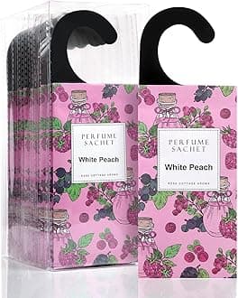 ROSE COTTAGE Large 12 Packs White Peach Hanging Closet Deodorizer Air Freshener Long Lasting Scented Sachets Smell Goods for House
