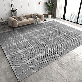 Gray Checkered Rugs, Abstract Black Graffiti Spots 7' x 9' Floor Carpet Non-Slip, Machine Washable with Non-Slip Backing Area Rug for Bedroom Office Entrance