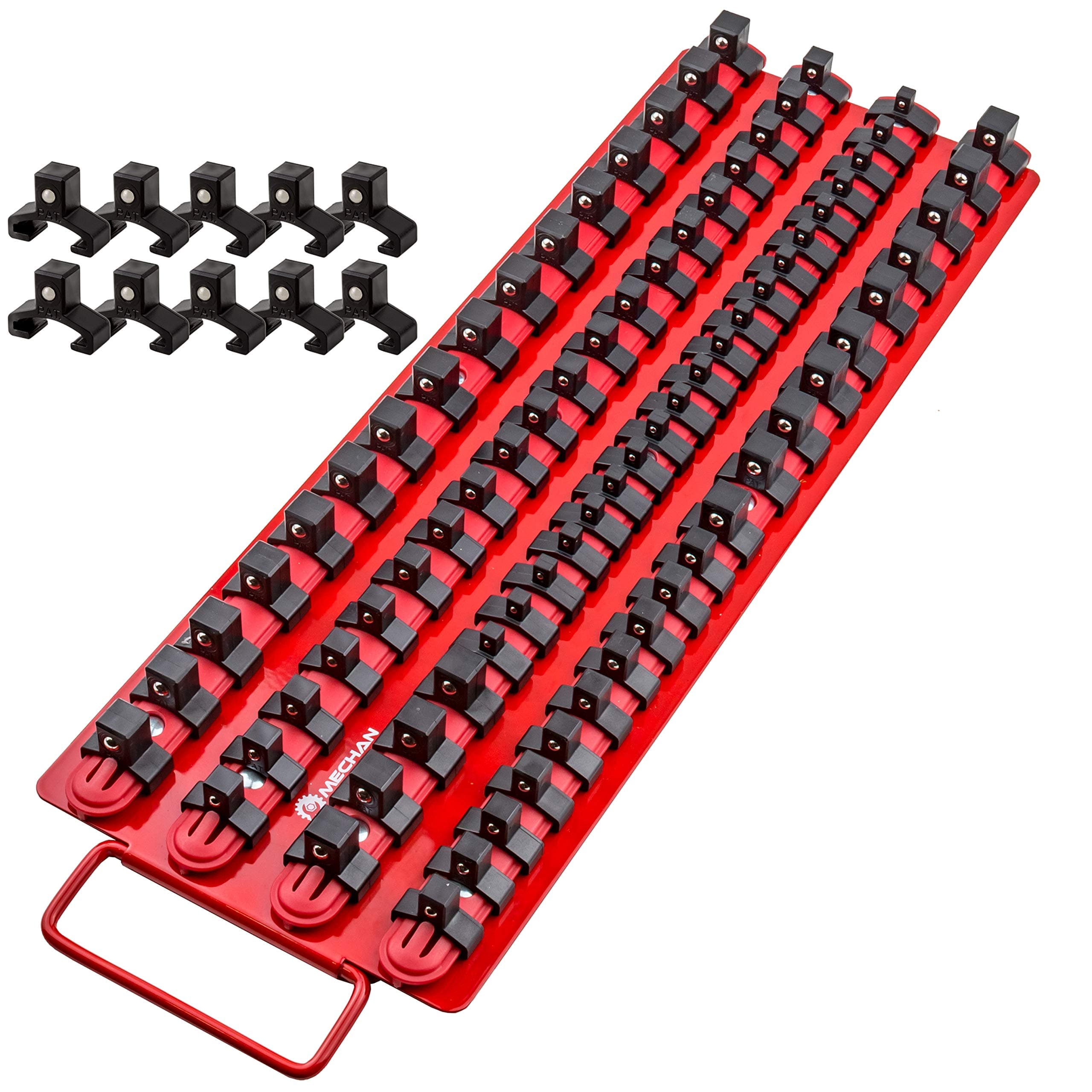 80pc Portable Socket Organizer Tray – Premium Quality Socket Tray – Adjustable Socket Holder – Sturdy Socket Rails w/Spring Loaded Ball Bearing Socket Clips for Tool Box Organization