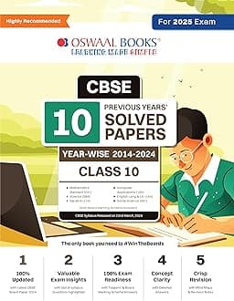 Oswaal CBSE 10 Years' Solved Papers Class 10 English Language and Literature | Sanskrit | Social Science | Science |Mathematics Standard & Basic For 2025 Board Exams