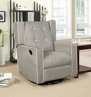 Relieve Muscle Aches with Nursery Glider, Upholstered Rocker Recliner Rocking Breastfeeding Maternity Chair with 360° Swivel Motion, Soft Cushions for Nursing and Bonding, Reclining Chair - Light Gray