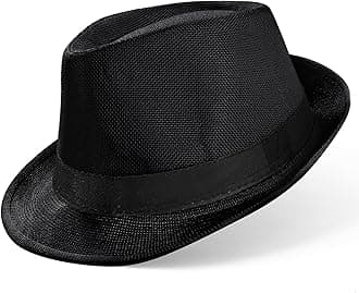 Straw Trilby Fedora Hat for Men-1920s Felt Panama Hat Short Brim Summer Cap with Ribbon