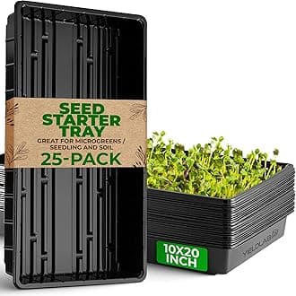 10x20 Inch Black Plastic 25 Pack Plant Propagation Tray – Growing Trays for Garden, Planting, Seedling, Soil & Hydroponic Horticulture - Microgreen Trays Grow Plants - No Drain Holes