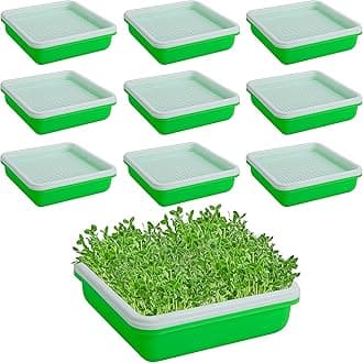 EBaokuup 10 Pack Seed Sprouter Tray with Drain Holes - Nursery Tray Seed Germination Propagation Trays - Soil-Free Wheatgrass Sprouting Growing Kit for Garden Home Office Seedling