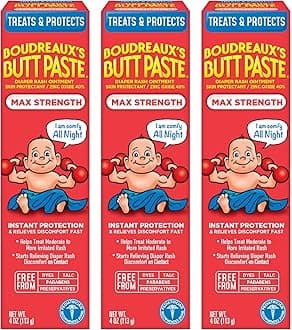 Boudreaux's Butt Paste Maximum Strength Diaper Rash Ointment, 4 Ounce, 3 Count (Pack of 1)