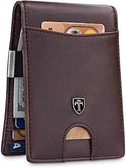 TRAVANDOMoney Clip Wallet RIO - Mens Wallets slim Front Pocket RFID Blocking Card Holder Minimalist Mini Bifold Gift Box, Chocolate Brown, S