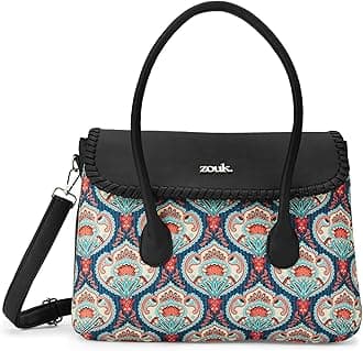 Printed Jute Handcrafted Vegan Leather Multicolor Women's Satchel Bag | Ladies Purse Handbag | Double Handle Detachable Strap