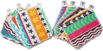 Scrub, 8-Pack Reusable, Non-Scratching Dish Scrubber for Kitchen and Household Cleaning, Planet-Friendly, Dishwasher Safe Soft Scrub, Assorted Colors and Designs