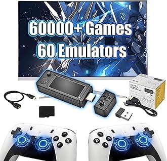 X9 Pro Retro Game Stick 4K HD Retro Gaming Console,60000+ Games 60 Emulators,Emuelec 4.3 System,Search Games,Retro Gaming Stick with 2.4G Wireless Controllers,Plug and Play Video Games for TV (256G)