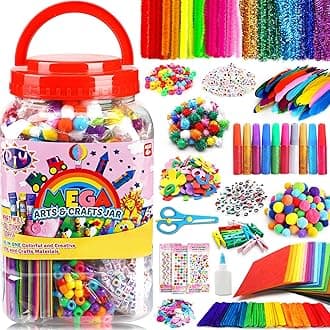 FUNZBO Easter Arts and Crafts Supplies for Kids -Kids Craft Kit with Pipe Cleaners, Popsicle Sticks, Pompoms & Stickers, All in One Homeschool Supplies, Toys Crafts for Girls Boys Age 4+