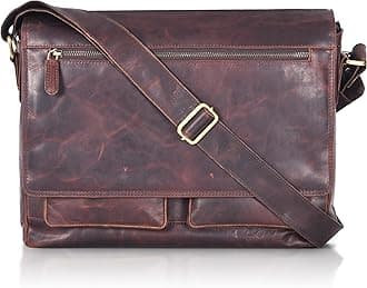 15" Full Grain Leather Laptop Messenger Bag For Men & Women - Padded 15.3" Laptop Compartment, Ample Storage & Pockets, Premium Natural Leather (Brown Vintage)