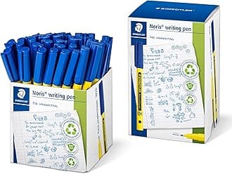 STAEDTLER Noris Writing Pen, 50ct, Fineliner 0.6mm Tip, Blue, Water-based Ink, Dry Safe, For school or office note taking, hand writing, coloring, journaling, and scrapbooking
