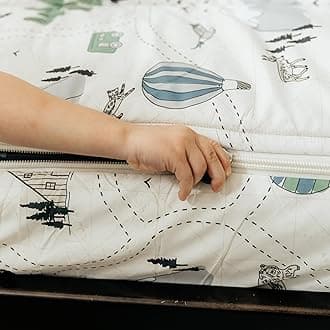 Adventure & Wildlife Theme Durable Zipper Bedding for Kids, Bed in a Bag, Cream Comforter & Charcoal Sheets with Outdoor Explorer Design, Includes Pillowcase & Pillow Sham, Easy to Make & Wash