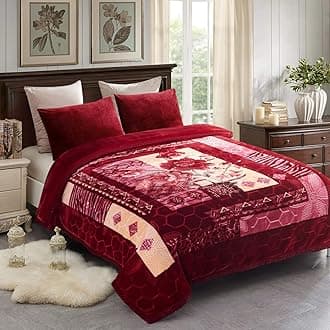 JML Fleece Blanket, Plush Blanket King Size 85" x 93", 10 Pounds Heavy Korean Style Mink Blanket - Silky Soft and Warm, 2 Ply A&B Printed Raschel Bed Blanket, Red Rose