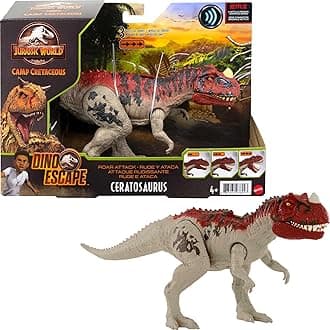 Jurassic World Camp Cretaceous Roar Attack Dinosaur Action Figure, Ceratosaurus Dino Toy with Strike Motion & Sounds