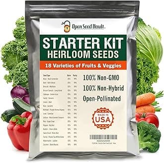 Open Seed Vault |15,000 Heirloom Seeds | 18 Seed Types | Survival Seeds | 2026 Season | Non GMO Vegetable and Fruit Seeds | Planting Outdoor & Indoor Garden