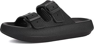 Pillow Slippers for Women and Men | Adjustable Double Buckle Shower Slides | Cushioned Thick Sole Sandals