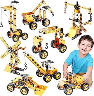 Toys for 5 6 7 8 9 10 Year Old Boys, STEM Construction Car Toys for 5-10 Year Old Boy Building Toys Gifts for 5-10 Year Old Boys Christmas Birthday Gifts for Boy and Girls Age 5 6 7 8 9 Digger Toys