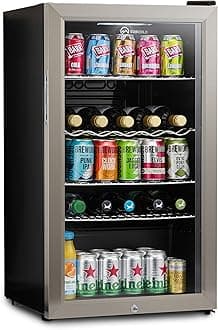 Super85 LED - Under-Counter Fridge | 85L Beer, Wine & Drinks Fridge | LED Light + Lock and Key | Energy Efficient (Stainless Steel, 85L)