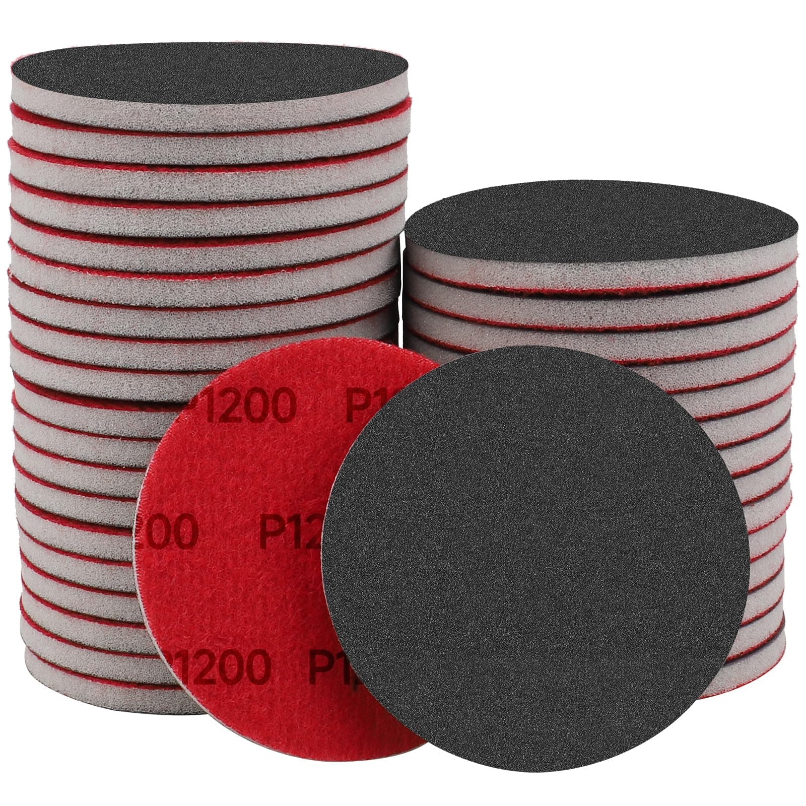 20Pcs 3 Inch Hook and Loop Sanding Sponge Disc with Buffer Backing 1200 Grit Wet or Dry Sanding Sheets Reusable Hand Sander Sandpaper - Curved Surface Sanding Pads for Automotive Wood Metal