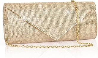 Larcenciel Women's Shiny Silver Glitter Evening Bag Envelope Clutch Bag