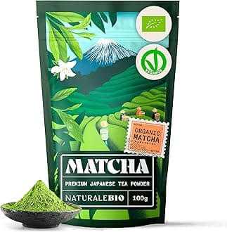 NaturaleBio Japanese Organic Matcha Green Tea Powder - Premium Grade-100g. Produced in Japan, Uji, Kyoto. Use for Drinking, Cooking, Baking, Smoothie Making and with Milk. Vegan & Vegetarian Friendly